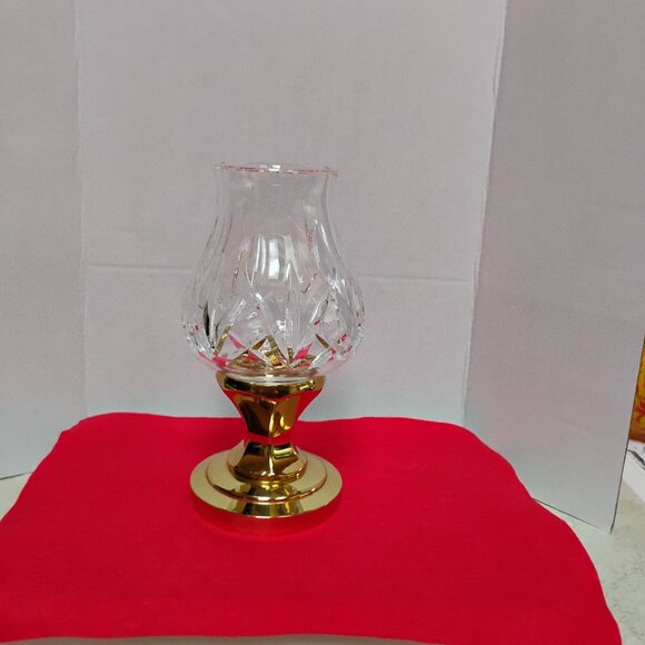 Waterford Vintage Belmont Hurricane Brass Base Candle Holder - Picture 2 of 6